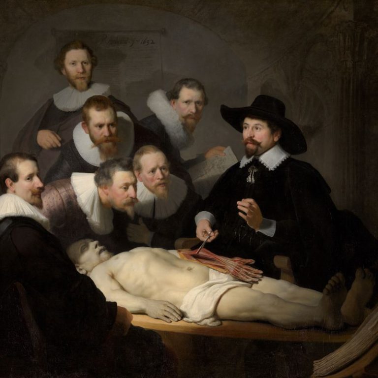 Rembrandt, La Leçon d'anatomie du docteur Tulp (1632). Quatre siècles plus tard, c'est encore ainsi qu'on transmet.